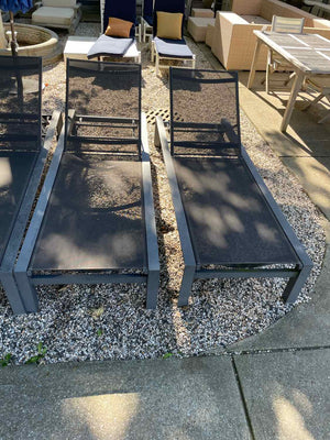 PAIR of Gray Mesh & Metal Outdoor Loungers by Life Outdoor Living (AS IS)