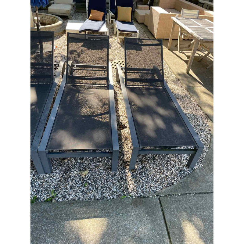 PAIR of Gray Mesh & Metal Outdoor Loungers by Life Outdoor Living (AS IS) - colletteconsignment.com
