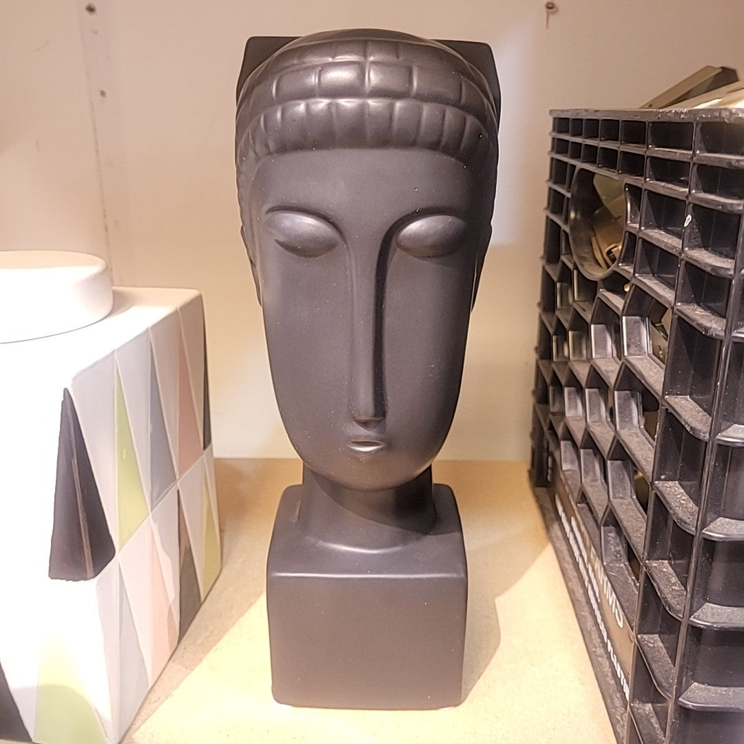 Matte Black Ceramic Head Bookend