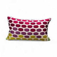 Circle Design Silk Fabric Pillow with Pink / Purple / Yellow