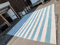 14.5' x 16' Light Blue & White Striped Rug by ABC Carpets