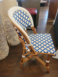 SET of 3 Blue & White Wicker Side Chairs by Maison Drucker