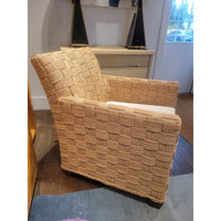 SET of 'Balta' Organic Woven Seagrass Chair & Ottoman by Ethan Allen