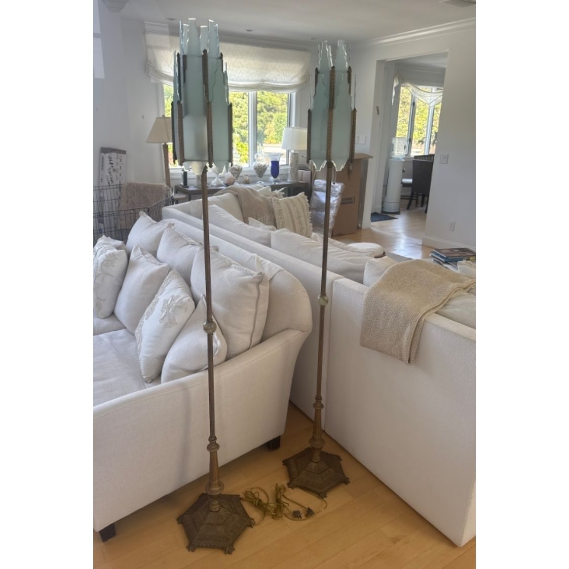 PAIR of 1920s Art Deco Torchiere Floor Lamps