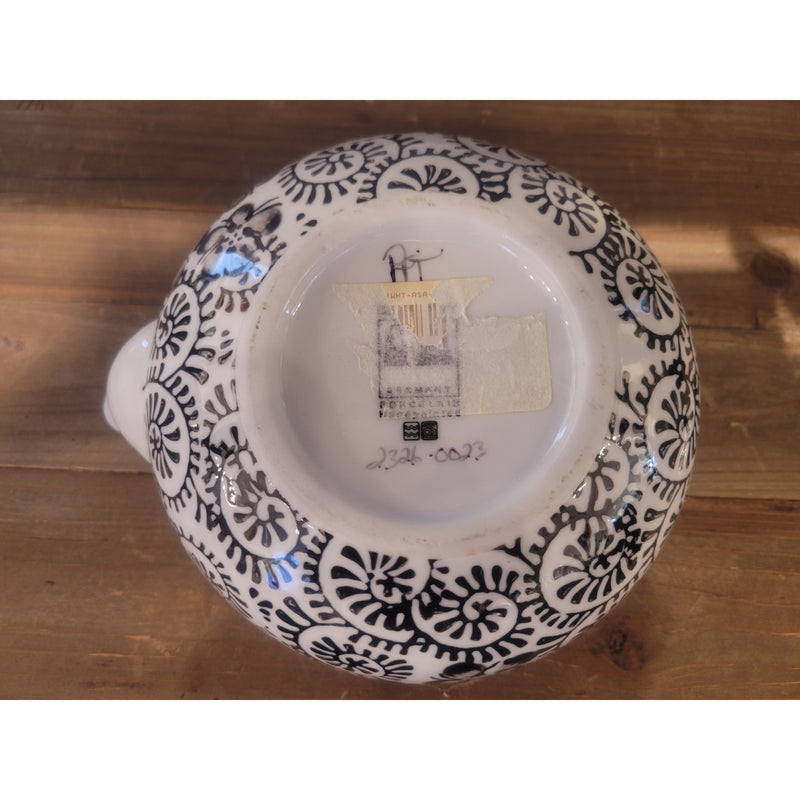 12-Pc Black & White Porcelain Tea Set