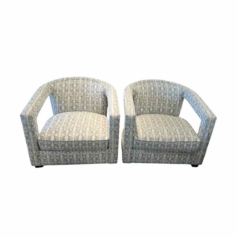 Pair of Bernhardt Interiors Gray & White Armchairs