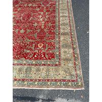 10' x 13.8' Turkish Green & Red Wool Rug