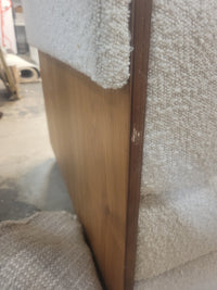 White Boucle Lounge Chair w/ Wood Back (AS IS)
