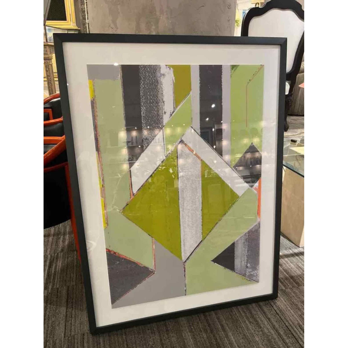 Green & Gray Geometric Abstract Print