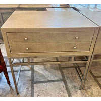 Pair of Somerset Night Stands Pebble on Raffia / Base: Nickel