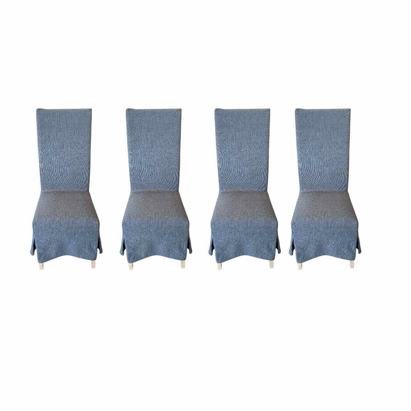 Set of (4) Grey Linen Slip Covered Chairs