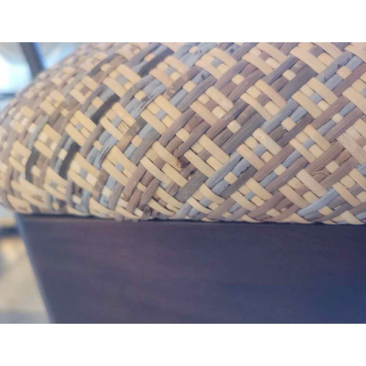 Vintage Dark Wood Bench w/ Wicker Seat