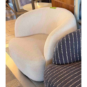 Ivory Boucle Barrel Back Swivel Chair by Goop (AS IS)