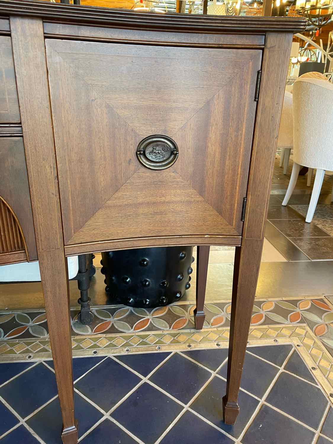 Vintage Dark Wood Buffet w/ Brass Pulls (AS IS)