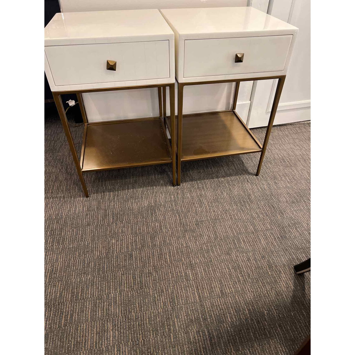 Pair of Gabby May Faux Bone & Brass Night Stands