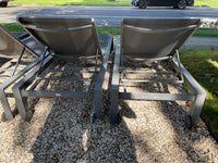 PAIR of Gray Mesh & Metal Outdoor Loungers by Life Outdoor Living (AS IS)