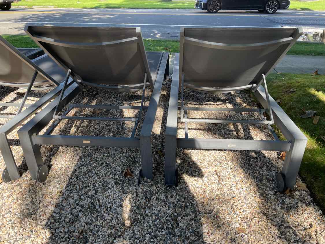 PAIR of Gray Mesh & Metal Outdoor Loungers by Life Outdoor Living (AS IS)