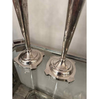 Pair of "R" Monogrammed Sterling Silver Candlesticks