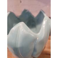 Pale Blue Lotus Shaped Ceramic Vase