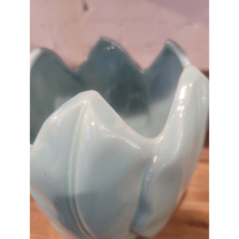 Pale Blue Lotus Shaped Ceramic Vase