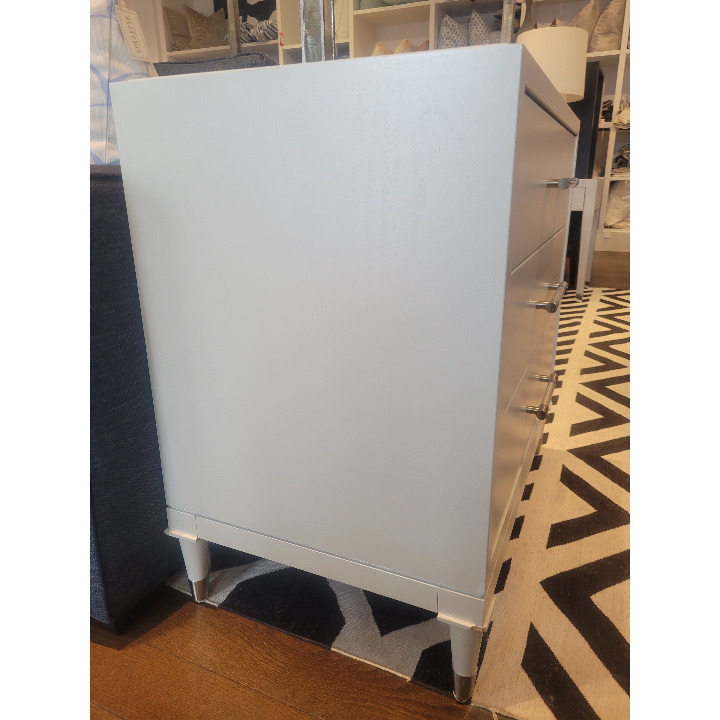 PAIR of 3-Drawer White Nightstands w/ Nickel & Lucite Pulls by Vanguard (AS IS)