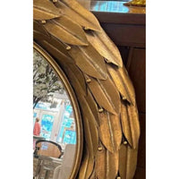 36" Round Gold Gilt Foliate Mirror