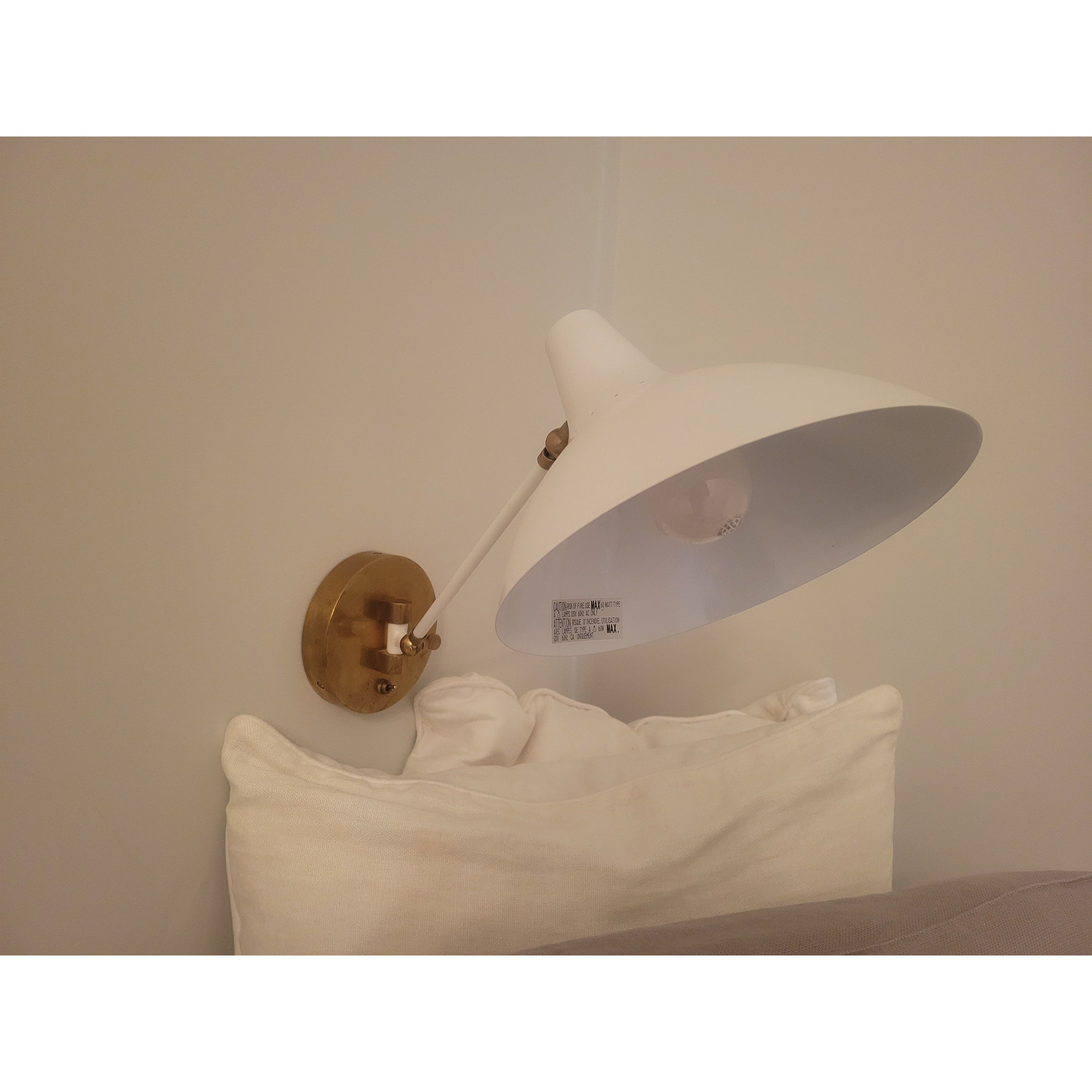 White Metal & Brass Wall Light by Charlton