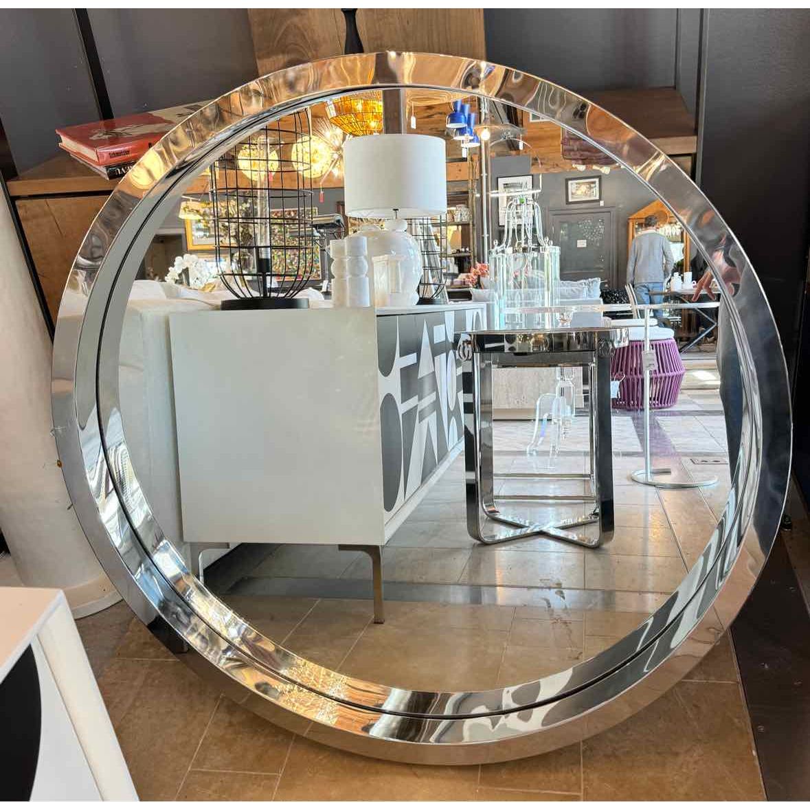 Large Round Silver Mirror