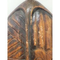 Long Carved Wood Tiki Mask