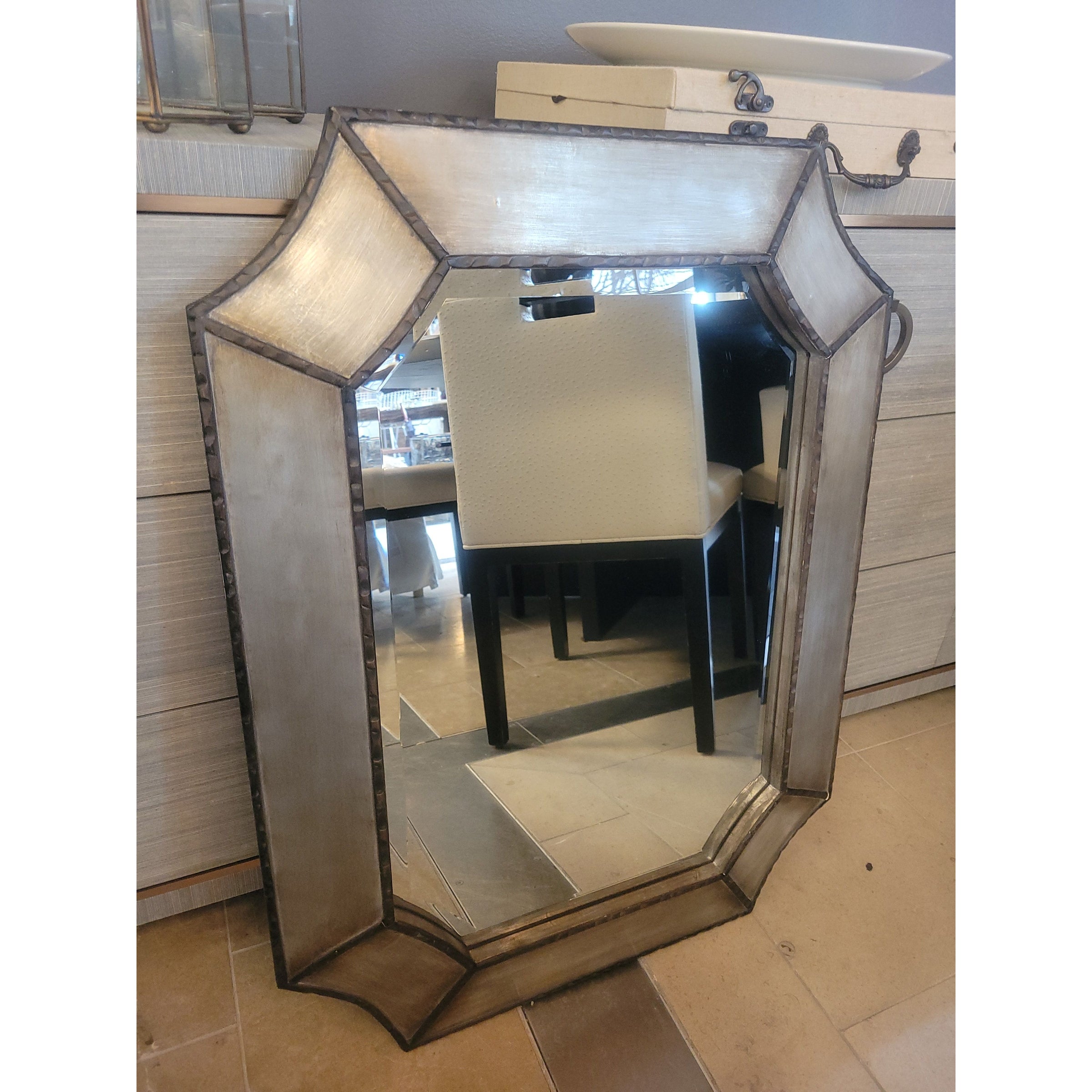 Hammered Aluminum & Bronze Mirror w/ Beveled Glass by Uttermost - colletteconsignment.com