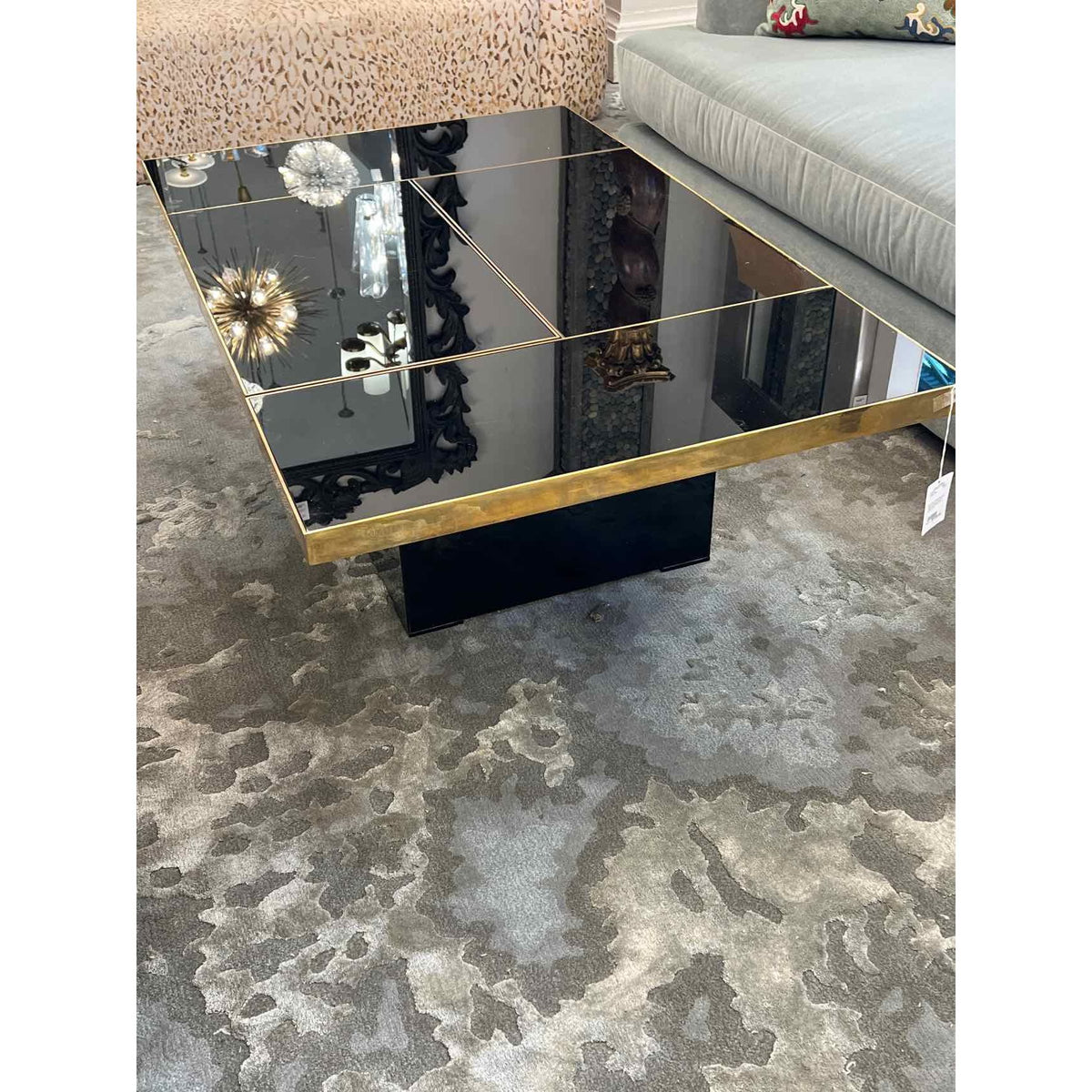 Mid Century Modern Brass and Mirrored Cocktail Table with Hidden Liquor Storage