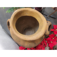Large Fiber Stone Pot w/ Deer Antler Handles