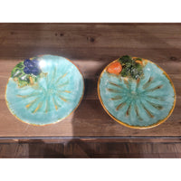 PAIR of Majolica Style Ceramic Fruit Plates by St. Peter Graz Austria