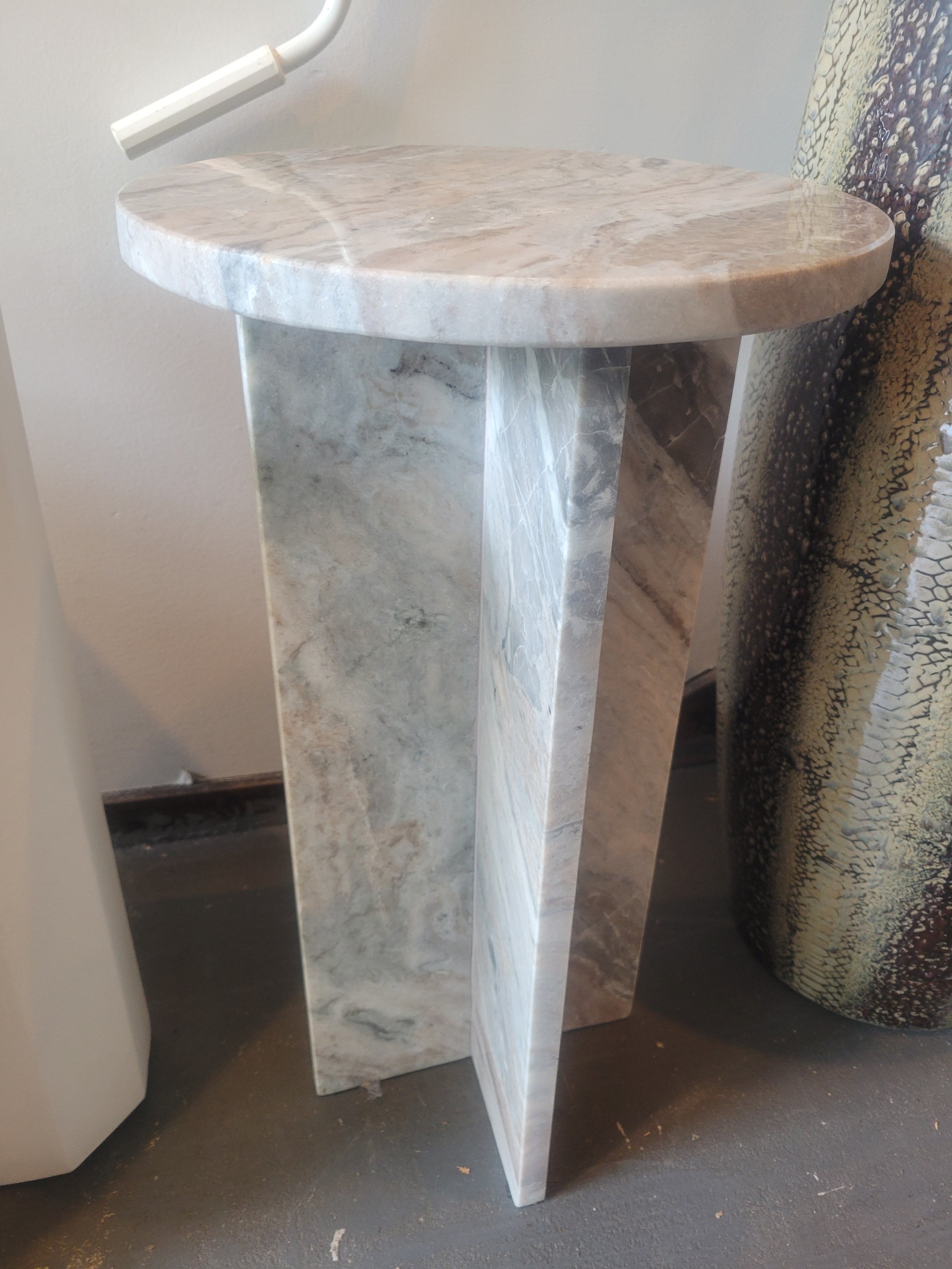 Round White Marble Side Table