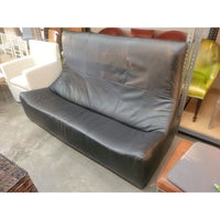 Vintage 1970s Gerard Van Den Berg Attributed Black Leather Rock Sofa