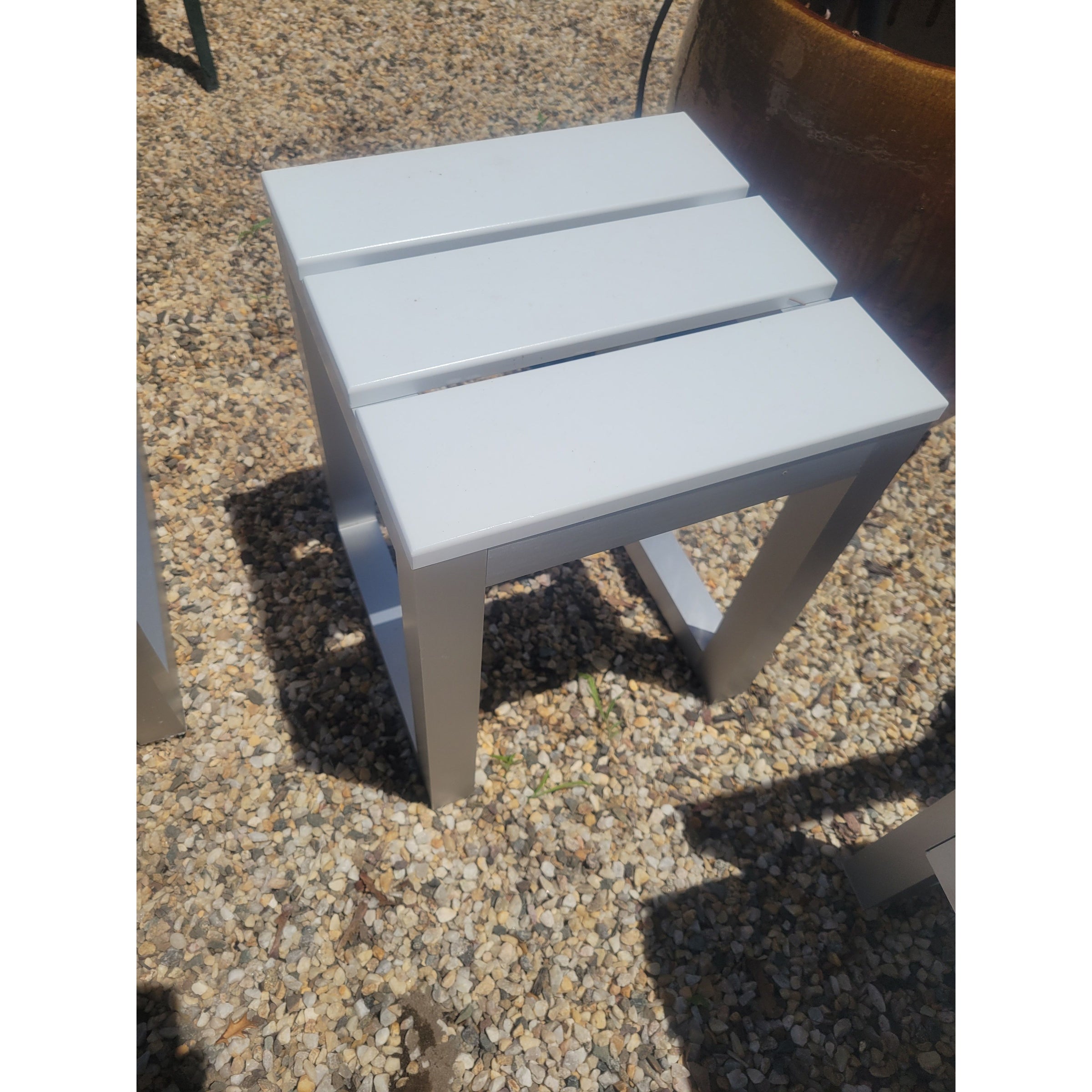 Aluminum Square Side Table w/ White Slat Top by Gandia Blasco