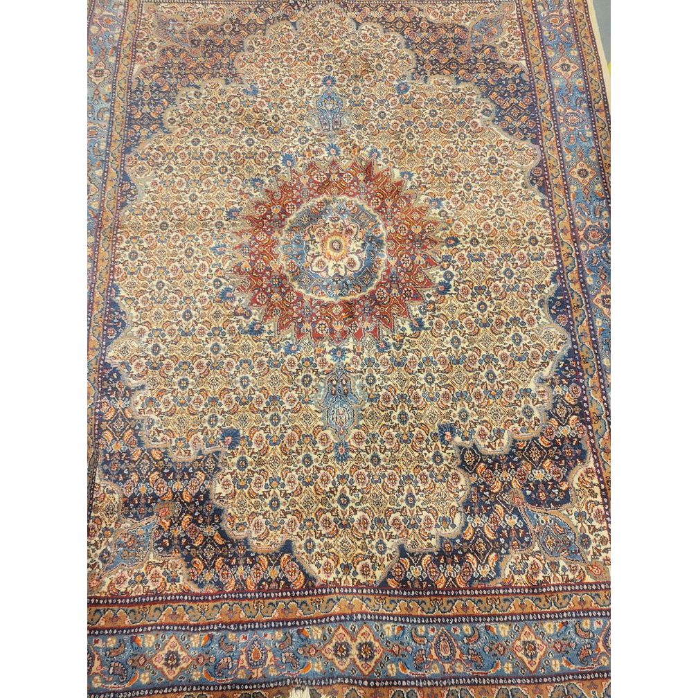 Blue, Red & Gold Oriental Rug w/ Fringe