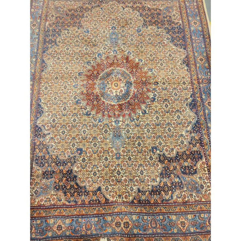 Blue, Red & Gold Oriental Rug w/ Fringe