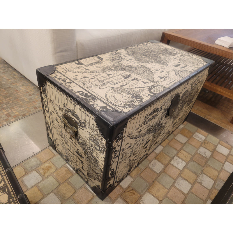 SET of 3 Decorative World Map Themed Nesting Storage Trunks