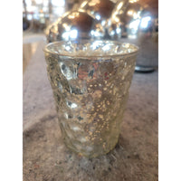 Set of 5 Large Hexagonal Mercury Glass Candle Holders