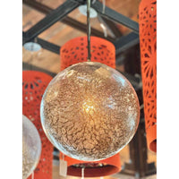 Gold Mottled Clear Glass Sphere Pendant by John Salibello