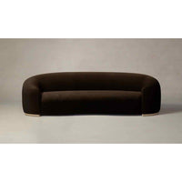 Custom Curved Sofa in Mohair Chocolate 105"Wx38"Dx29"H