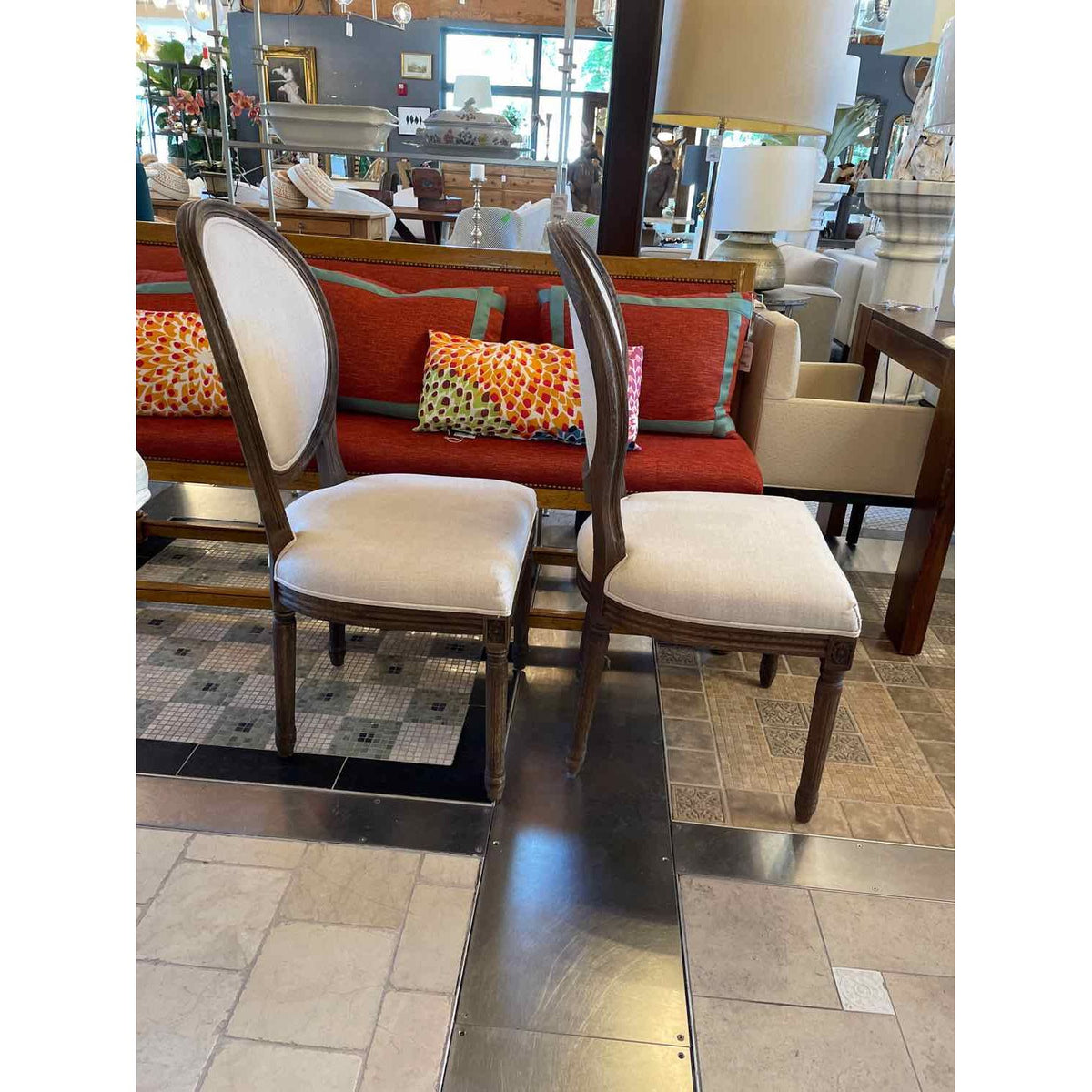 SET of 8 French Linen & Wood Dining Side Chairs by RH - colletteconsignment.com
