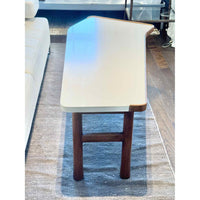 'Edward Wormley' White Lacquer & Mahogany Coffee Table by Dunbar