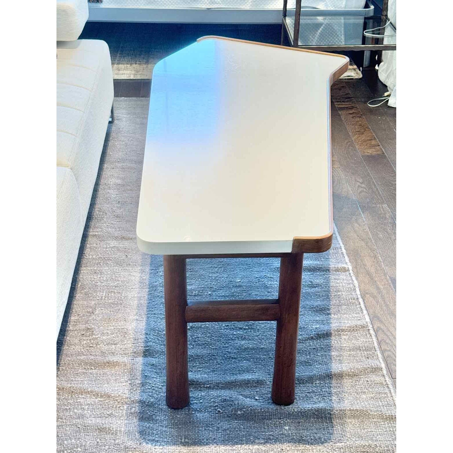 'Edward Wormley' White Lacquer & Mahogany Coffee Table by Dunbar