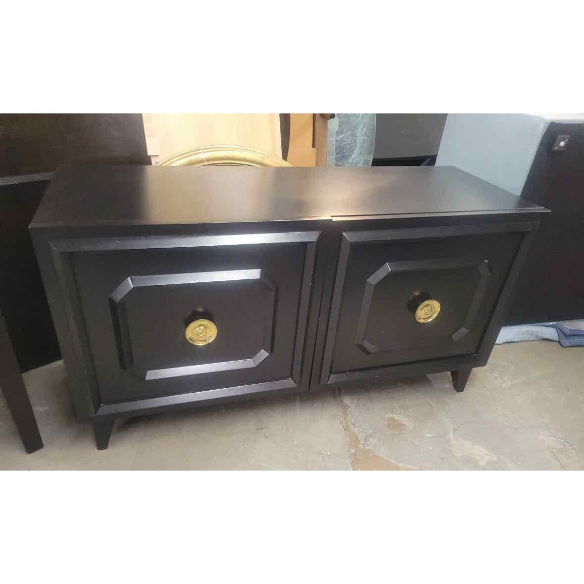 Vintage 'Wyeth' Black Wood Media Console by Katy Skelton - AS IS