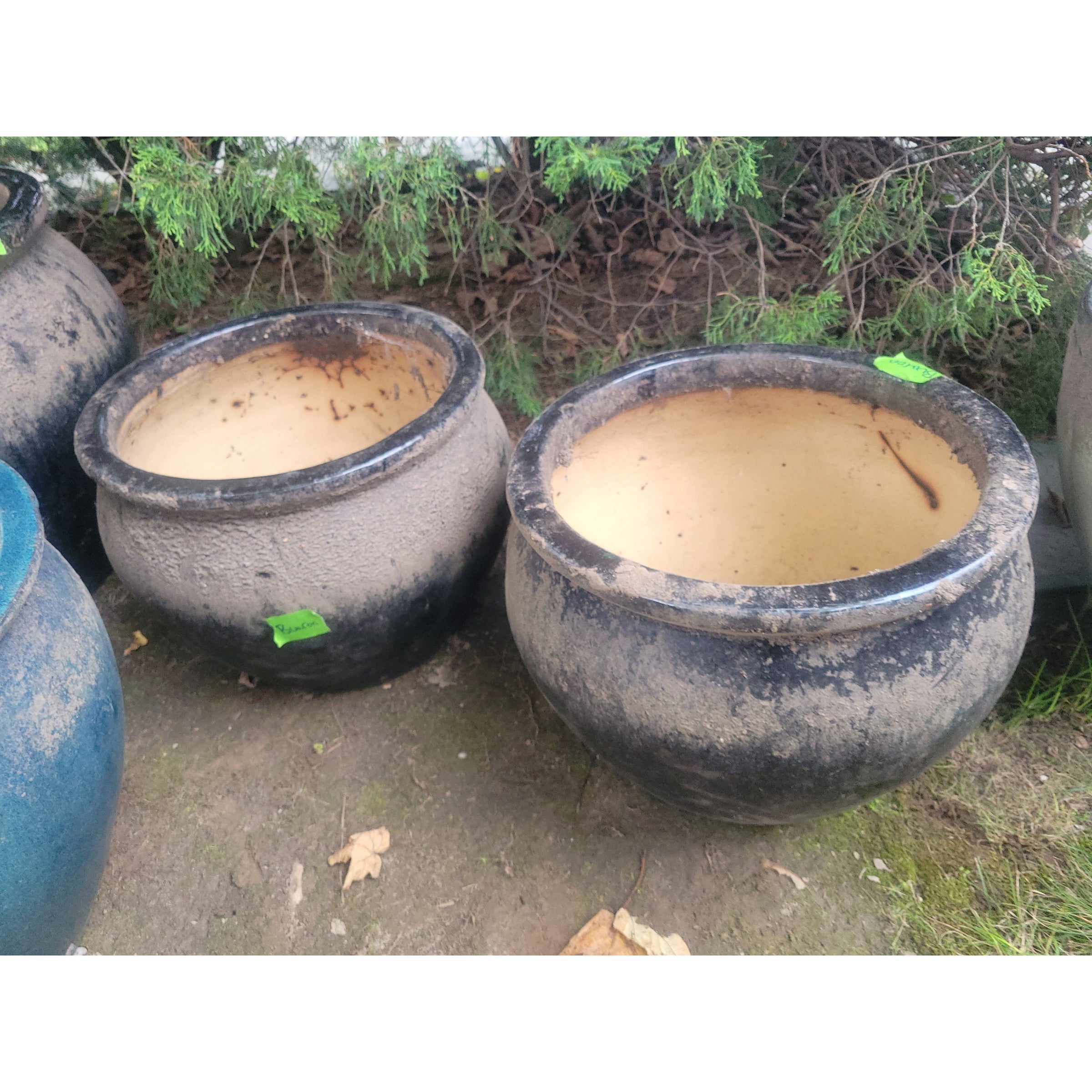 Medium Black Ceramic Outdoor Planter