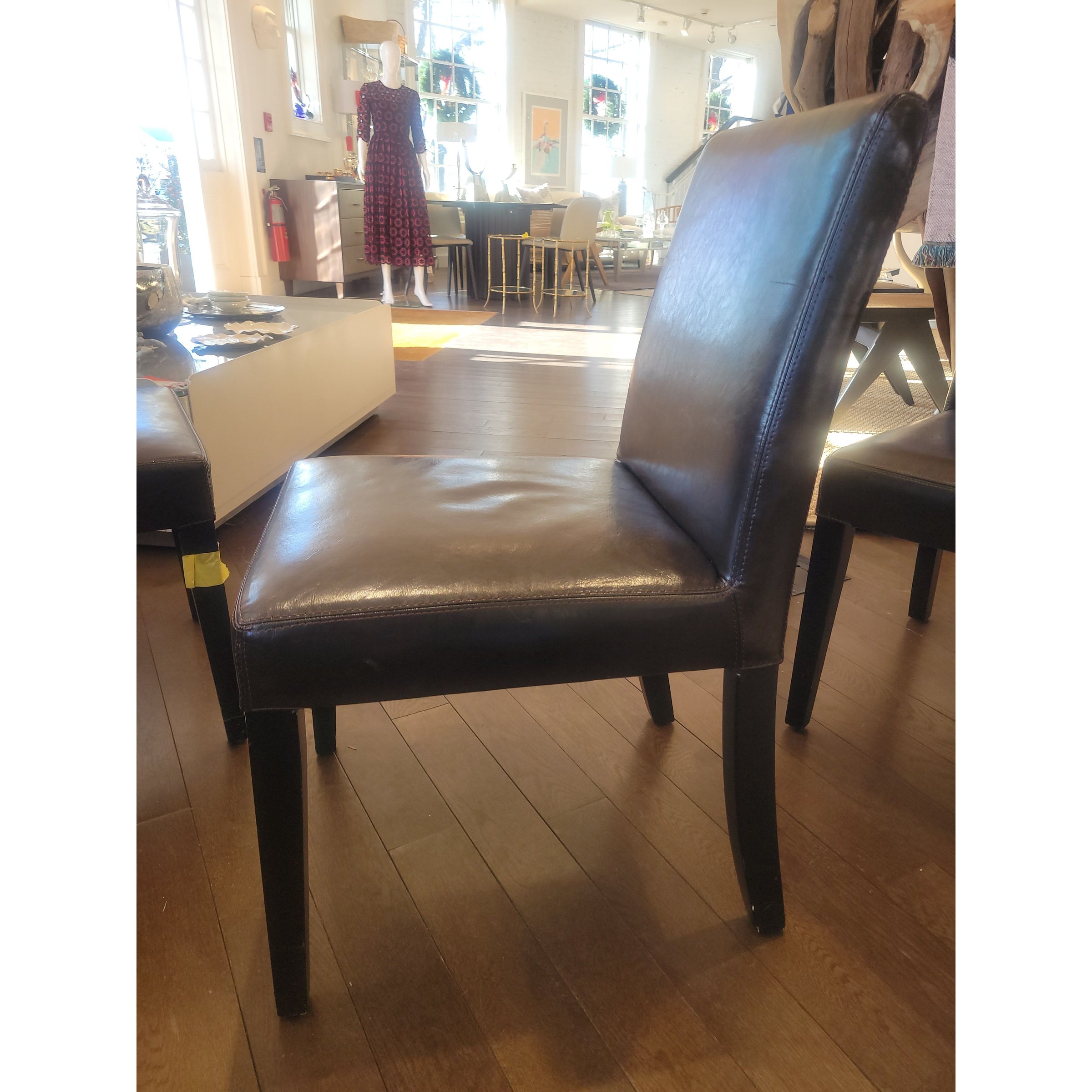 SET of 8 Brown Leather Dining Chairs - colletteconsignment.com