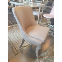 SET of 10 Warm Gray Leather Dining Chairs (AS IS)