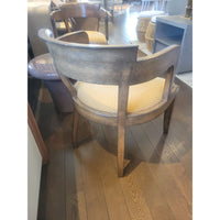 PAIR of Barrel Back Wood Chairs w/ Gold Seats